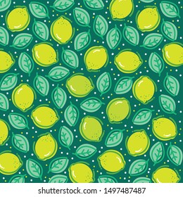 Pattern with  Lime and Green Leaf stock illustration Vector