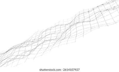 Pattern Line Background. Sound Music Flow Wave Vector. Abstract Dot Tech Digital White Geometric Curve Swirl Science Energy Texture. Audio Radio Waveform Fade Vibrations Mesh