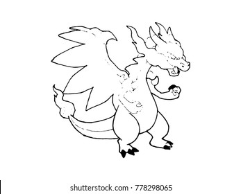 Pattern line of Dragon isolated on white background.