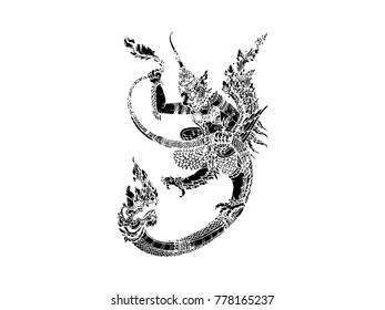 Pattern Line of Garuda Isolated on white background.