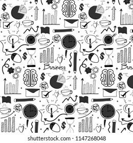 Pattern With Line Hand Drawn Doodle Business Background. Handmade Vector Illustration.