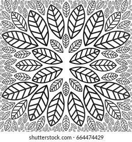 Pattern with line leaf elements  for your organic design. Layout wallpaper for nature style. Modern beauty backdrop. Background with silhouettes of plants. Vector.