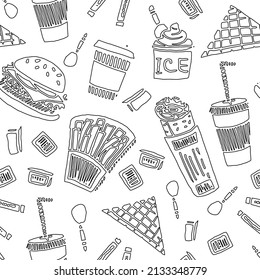 Pattern of linear fast food illustration