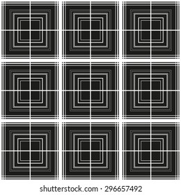 The pattern of linear squares; background in a slim strip; linear grid