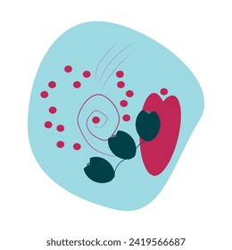 pattern lines heart circles in pink and blue colors