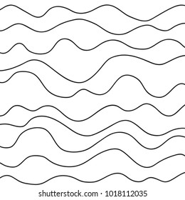 Pattern with lines and waves. Universal texture. Abstract dinamic background. Doodle for design. Lineal wallpaper. Print for polygraphy, t-shirts and textiles. Decorative style. Line art creation