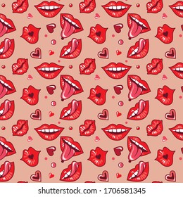 Patrón de los labios. Labios, boca, lengua.
