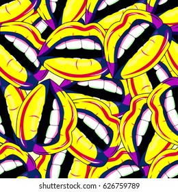 Pattern lips pop art. For printing on paper or textiles, as well as for the site
