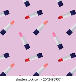 A pattern with lipsticks for textile design. Graphic modern pattern. Beautiful colorful geometric sample pattern. Decorative print. Line art.