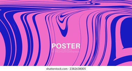Pattern Liquid Psychedelic Stripe in Blue, Pink Colors. Abstract 3d Paint Wavy Gradient for Banner, Poster, Cover, Card. Background of Memphis Seamless Lines. Vector Illustration