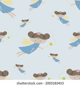 Pattern of little fairy with magic wand. vector illustration.