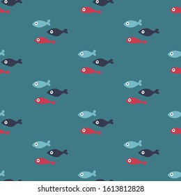 Pattern of a little fish. Repeated image of small fish to edit. Editable vector.