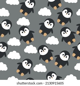 pattern with little penguin. seamless pattern for baby textile. vector illustration, eps 10.