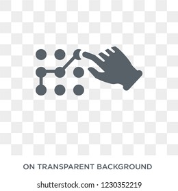 Pattern lock gesture icon. Trendy flat vector Pattern lock gesture icon on transparent background from Hands and guestures collection. 