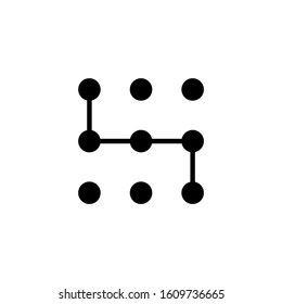 Pattern lock icon in black flat design on white background