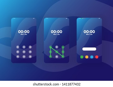 Pattern Lock Set on Smartphone with Security User Interface User Experience UI Vector Illustration