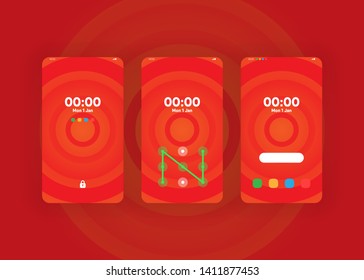 Pattern Lock Set on Smartphone with Security User Interface User Experience UI Vector Illustration