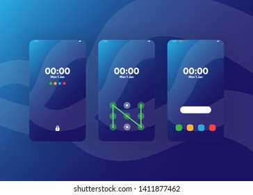 Pattern Lock Set on Smartphone with Security User Interface User Experience UI Vector Illustration