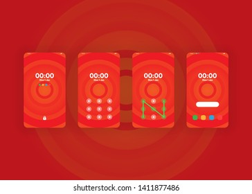 Pattern Lock Set on Smartphone with Security User Interface User Experience UI Vector Illustration