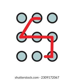Pattern lock symbol. Pattern lock sign. Pattern lock icon. Flat design style