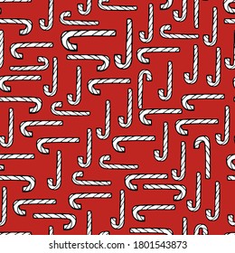 Muster mit Lollipop-Süßigkeiten auf weißem Hintergrund. Das Symbol des neuen Jahres. Kindersüße. Feierliche Stimmung, Weihnachten. Für Textilien, Verpackungen, Tapeten, Design. manuelle Grafiken. 