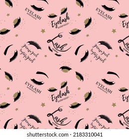 patrón con pestañas negras largas y letras inspiradoras. Repite la ilustración de moda para chicas, mujeres, tela, empaque.	
