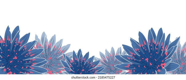 Pattern with lotos flowers and and abstract leaves.