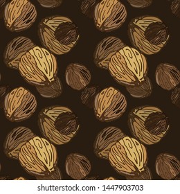 Pattern lots of walnuts, nuts falling from the top