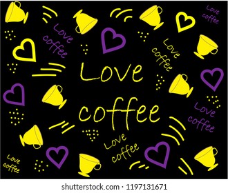 pattern love coffe color doodle