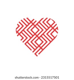 Muster Liebe geometrische Herz-Logo-Design-Vorlage, Knoten Liebe endlose Vektorgrafik auf weißem Hintergrund