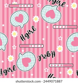 pattern love girl cute flowers