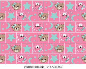 pattern love heart bear girl lovely