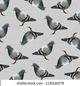 Pattern of Low poly pigeon bird on gray back ground,animal geometric concept,Abstract vector