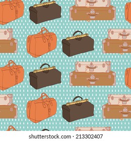 Pattern with luggage. Vintage pattern. Seamless pattern for fabric, paper and other printing and web projects.
