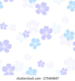 Pattern made from colored hand drawn flowers on the white background. Vector illustration