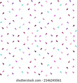 The pattern is made of geometric shapes. fluttering like autumn leaves blue purple pink orange white background