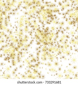 Pattern made of golden stars on a white background.