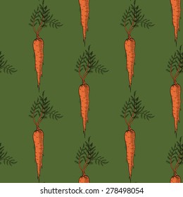 Pattern made from hand drawn carrots. Vector illustration