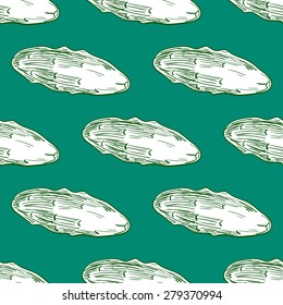 Pattern made from hand drawn cucumbers. Vector illustration