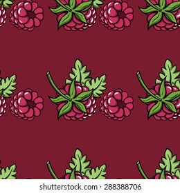 Pattern made from hand drawn raspberries. Vector illustration