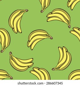 Pattern made from hand drawn yellow bananas. Vector illustration