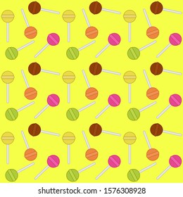 Pattern made with lolly pops of 5 different colors/tastes
