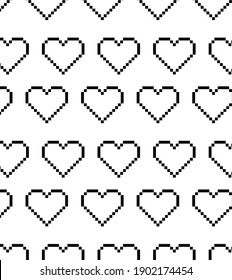 Pattern made of pixel hearts, design for wrapping paper. Vector background for Saint Valentine's Day.