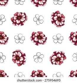 Pattern made from watercolor flowers. Vector illustration