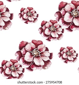Pattern made from watercolor flowers. Vector illustration