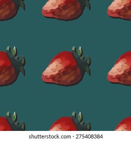 Pattern made from watercolor strawberries. Vector illustration. 10 EPS