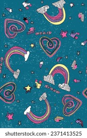 pattern magic cute girl rainbow star cute 
