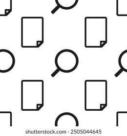 pattern with magnifying glass and paper motif, seamless with white vector background