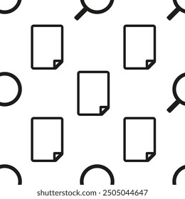 pattern with magnifying glass and paper motif, seamless with white vector background