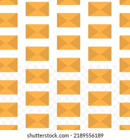 Pattern Of Mail In Transparent Background (PNG) With Mini Doodle (icons). Vector Illustration